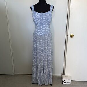 Aerie Light Blue Polka Dot Maxi Dress